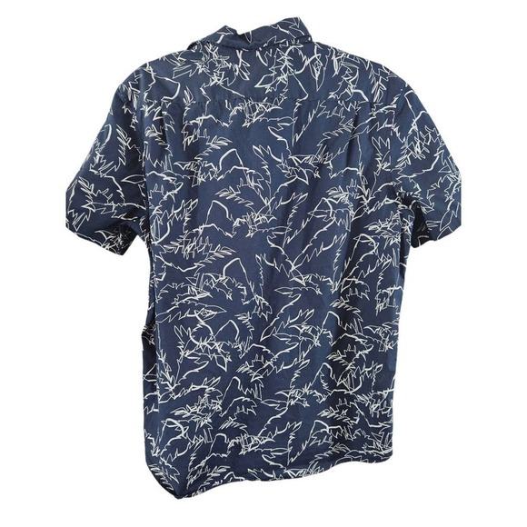 Michael kors blue palm leaf button up short sleeve large shirt - Picture 2 of 9